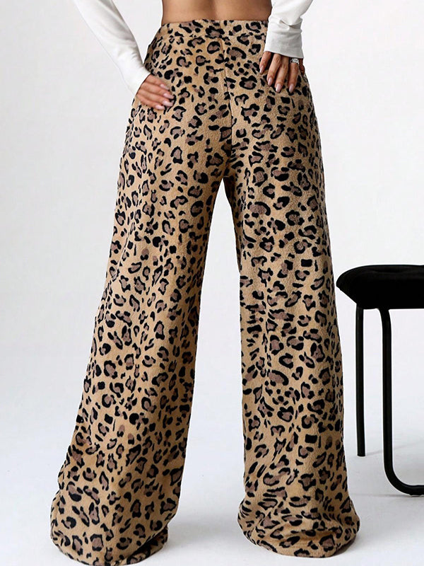 Leopard Print Wide Leg Pants