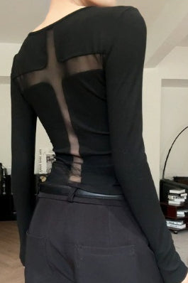 Cross Mesh Cutout Reversible Mesh Top
