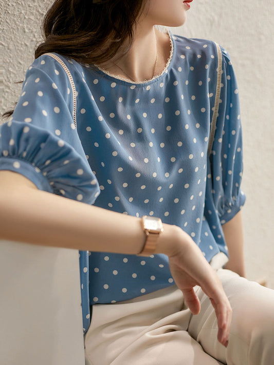 Jocelyn Classic Polka Dot Loose Chiffon Top