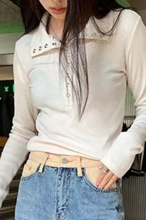 Vintage Y2k Streetwear Slim Long-sleeve Knit Top