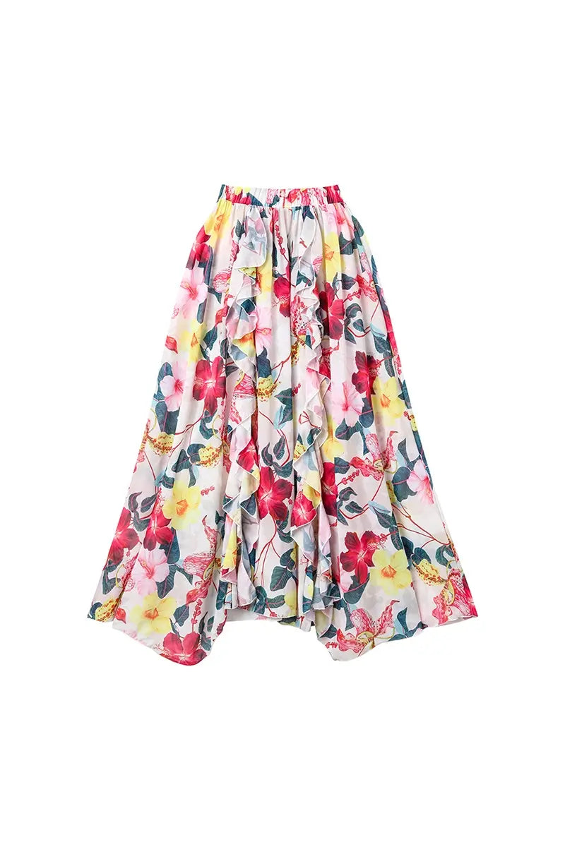 3D Floral Cutout Swimsuit One Piece Set