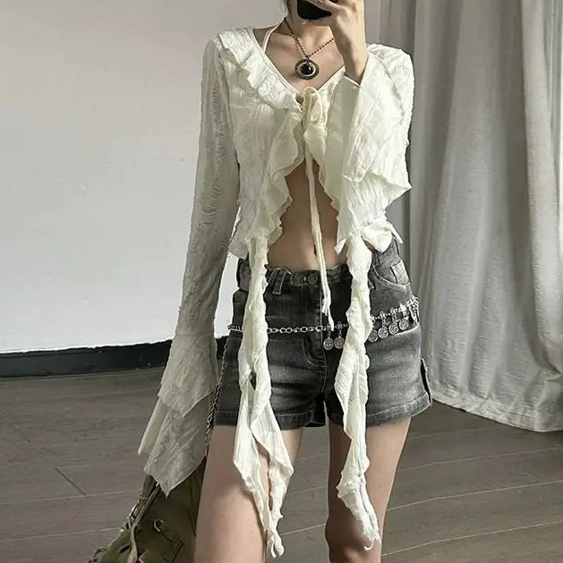 Vintage Cropped Mesh Top