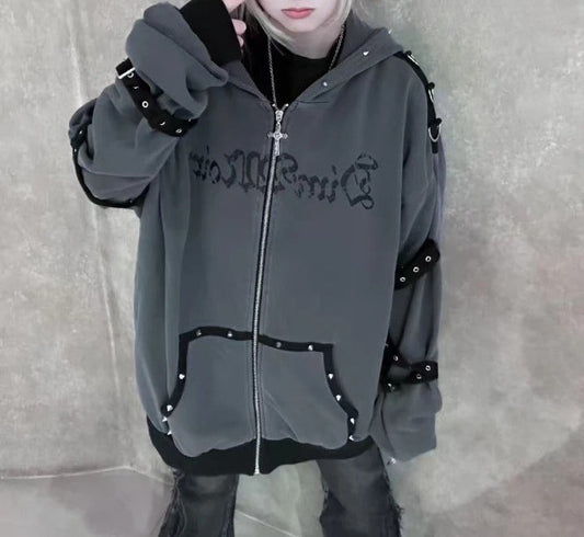 Rivet Detail Hooded Coat