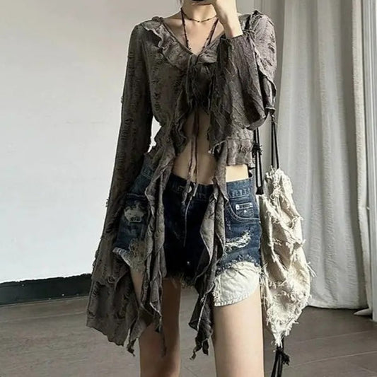 Vintage Cropped Mesh Top