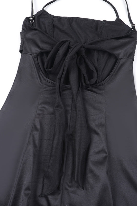 Satin Square Neck High Split Bodycon Party Dress
