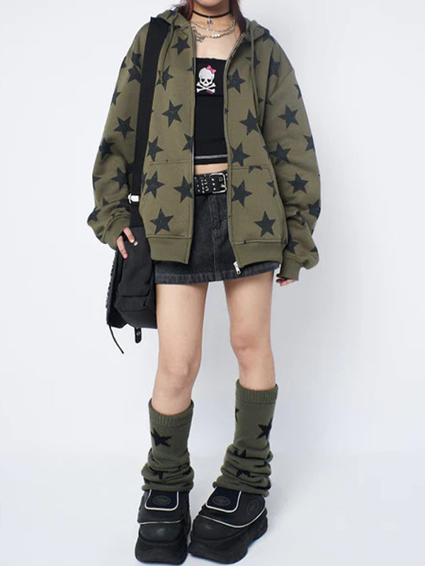Star Print Oversized Hoodie