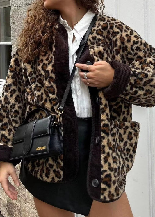 Chic Animal Print Loose Jacket