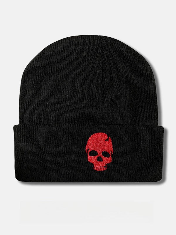 Punk Embroidered Skull Knit Hat