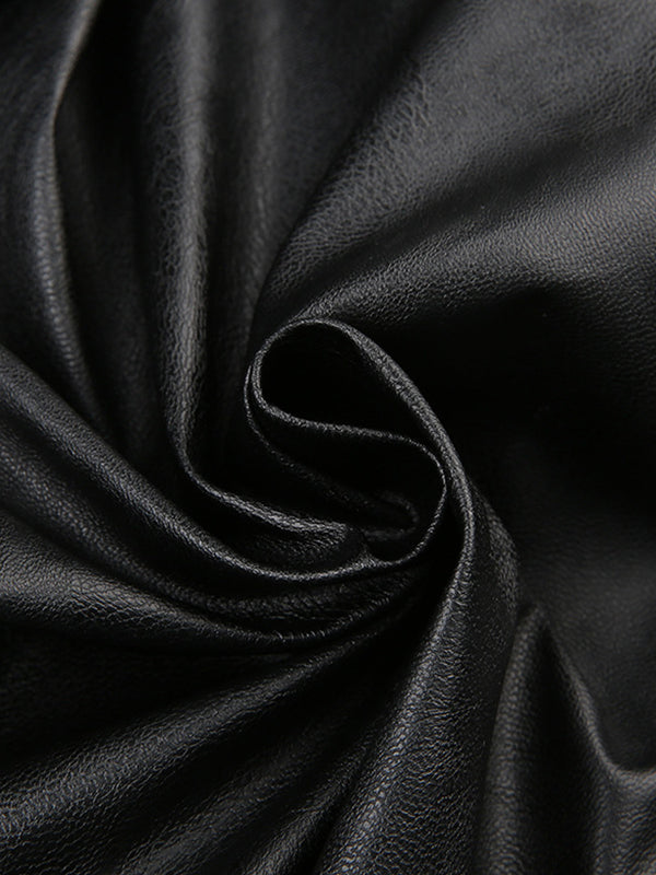 Hooded Ultra Short Leather Smock Jacket