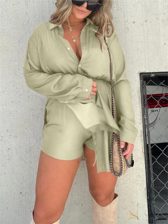 Olwen - Camisa larga y pantalón corto - Estilo chic y moderno - Ideal para verano