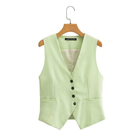 Women Clothing Elegance Sleeveless V neck Vest Jacket Casual Trousers