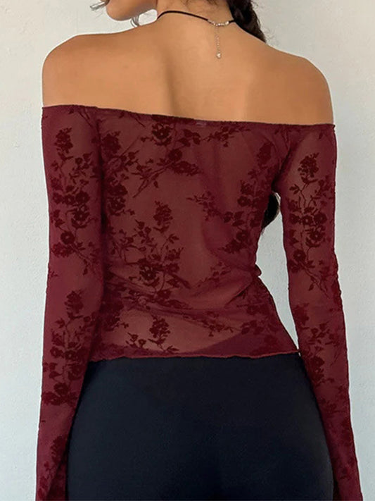 Off Shoulder Long Sleeves Tee