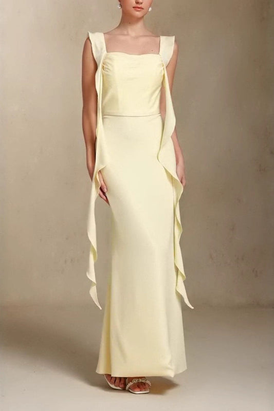 Elegant U Neck Sash Maxi Mermaid Prom Dress