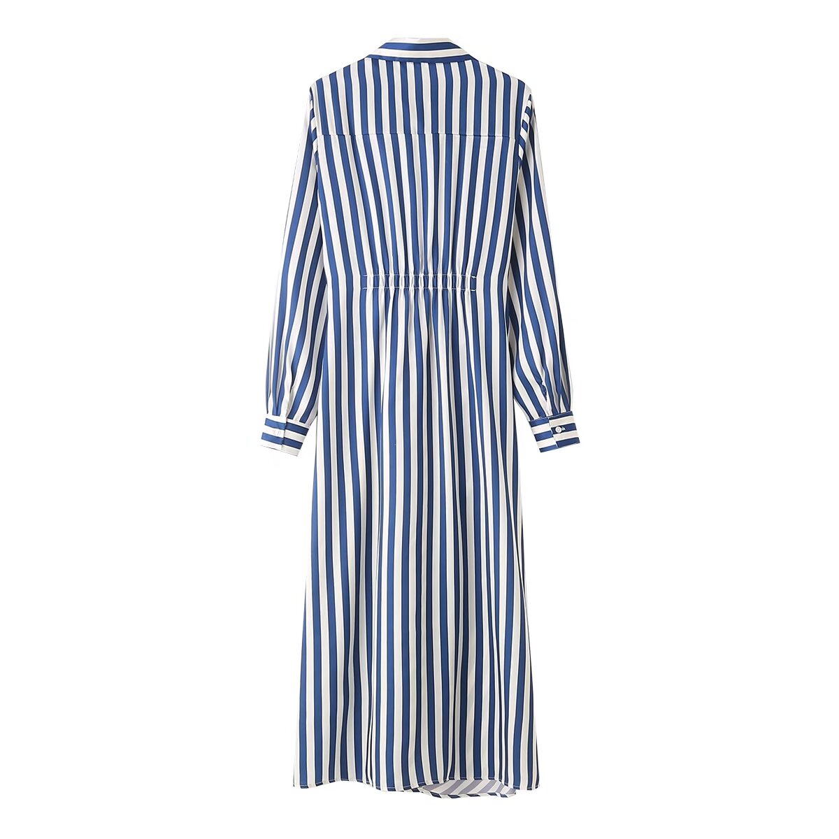 Spring Women Long Sleeve Striped Long Shirt Slim Dress