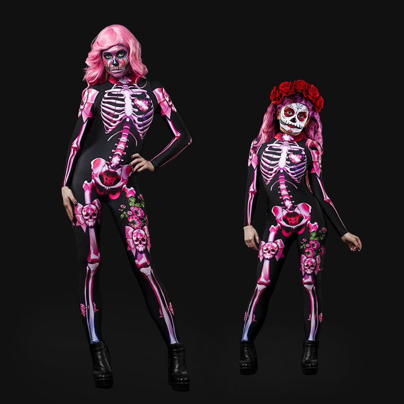 Halloween Costume Dance Horror Skull Parent Jumpsuit for Women
