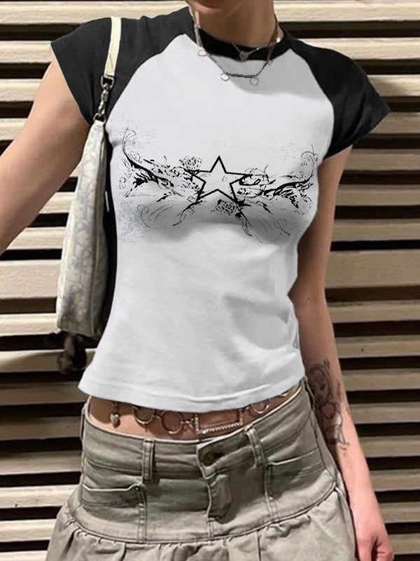 Street Spider Raglan Sleeve Cropped Top