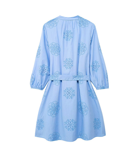 Spring Women Clothing Casual Adhesive Embroidery Decorative Poplin Dress