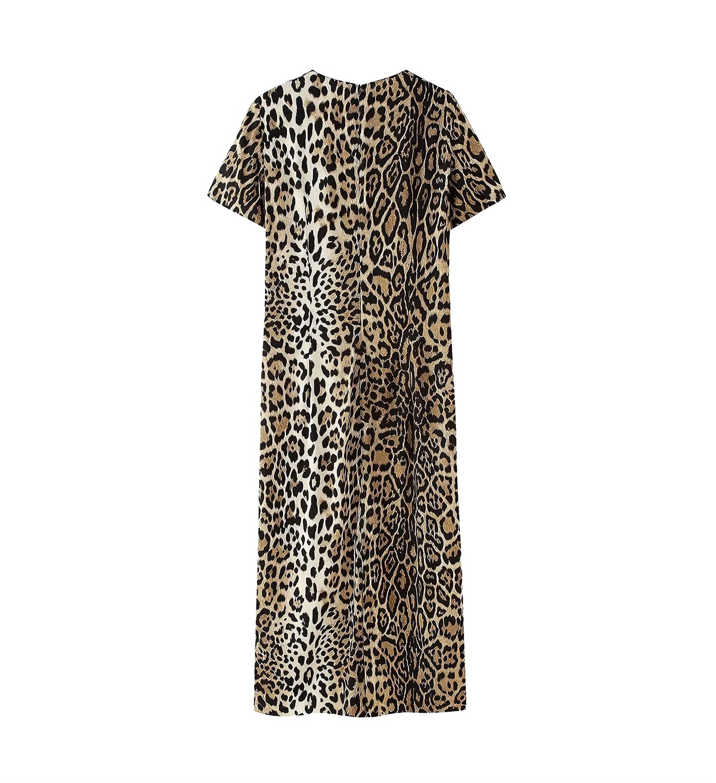 Women Clothing Summer Casual Animal Print Short Sleeve Mid Length Dress Women