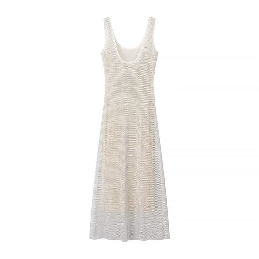 Fall Women Clothing Simple Light Diamond Vest Dress