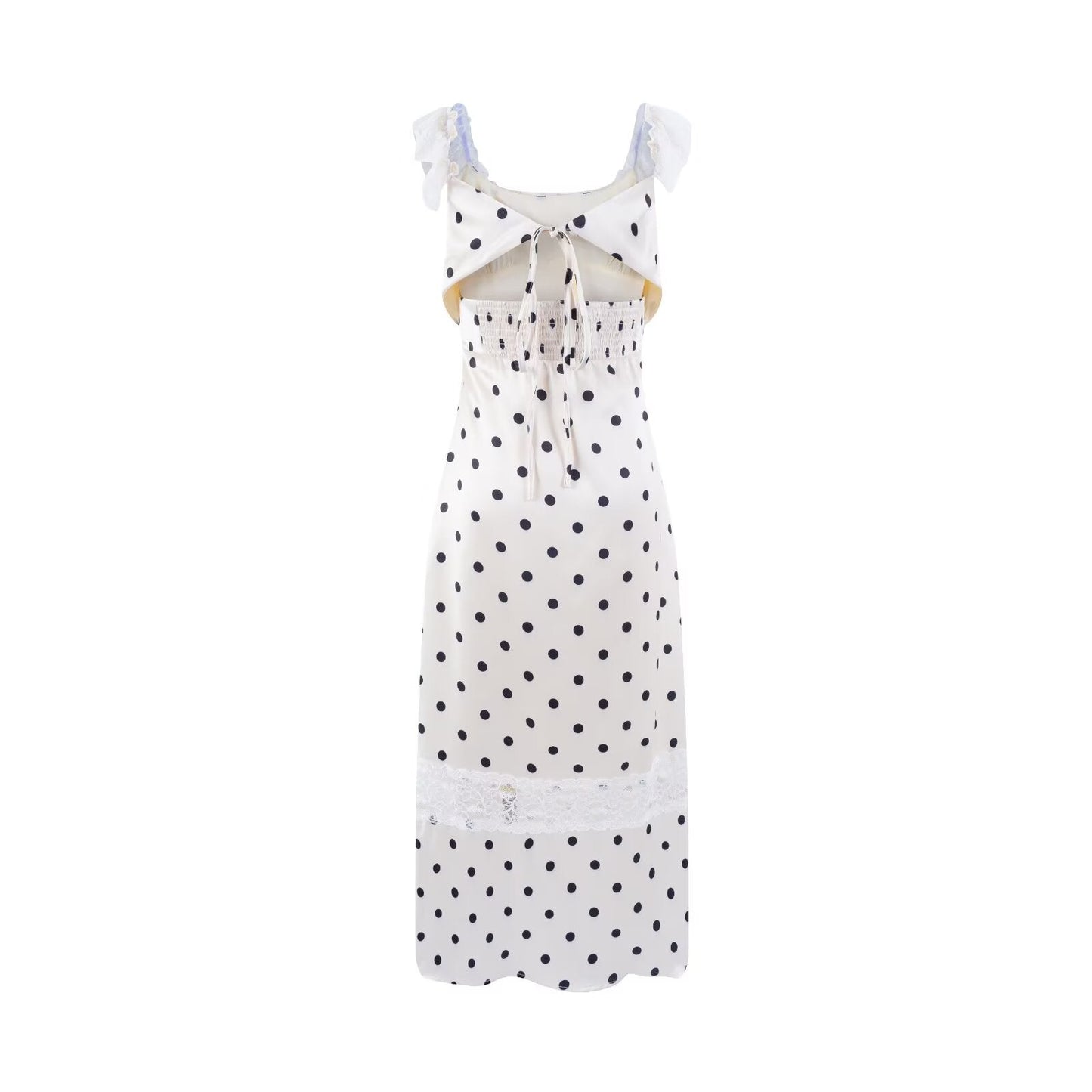 Sexy Polka Dot Dress Women Lace Waist Hip Dresses