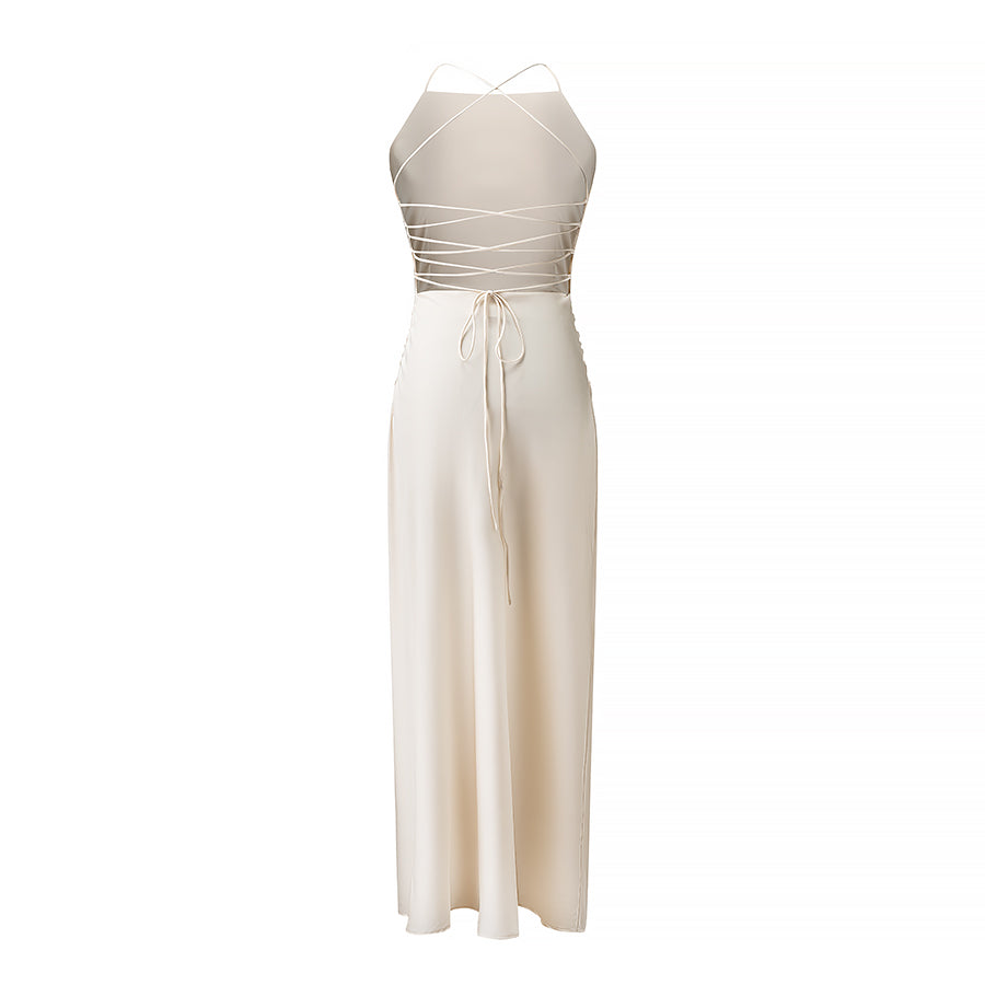 Spring Summer Women Fashionable Elegant Sexy Fitted Waist Pleated Rose Sling Dress
