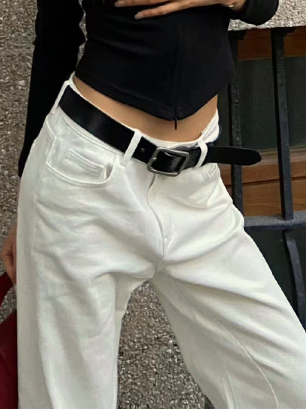 White Low Waist Mopping Flare Jeans