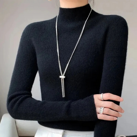 Jersey de cuello alto ajustado y grueso para mujer | Ideal para otoño/invierno