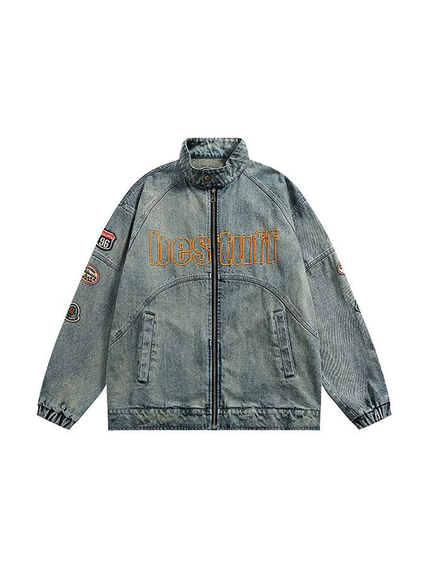 Badge Embroidery Patchwork Jacket