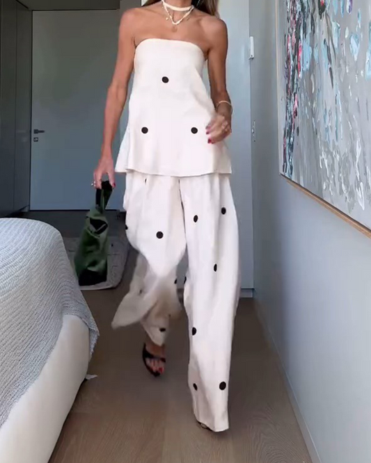 Tube Top Casual Loose Pants Set