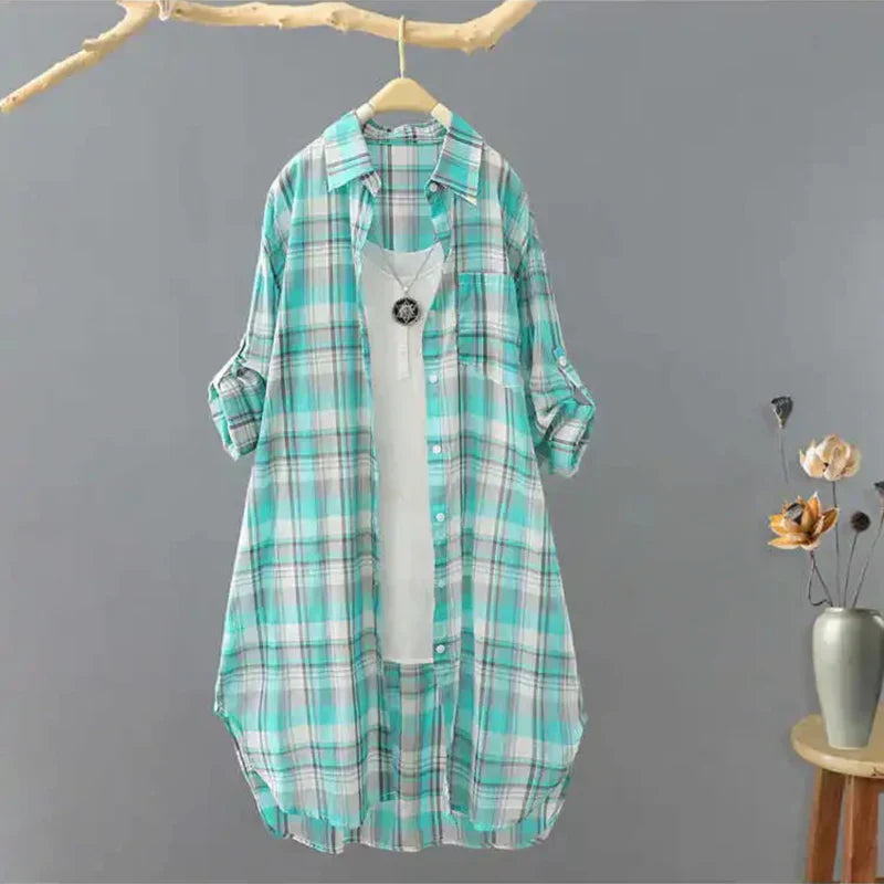 Blusa de franela a cuadros de moda para mujer | Ideal para primavera/verano