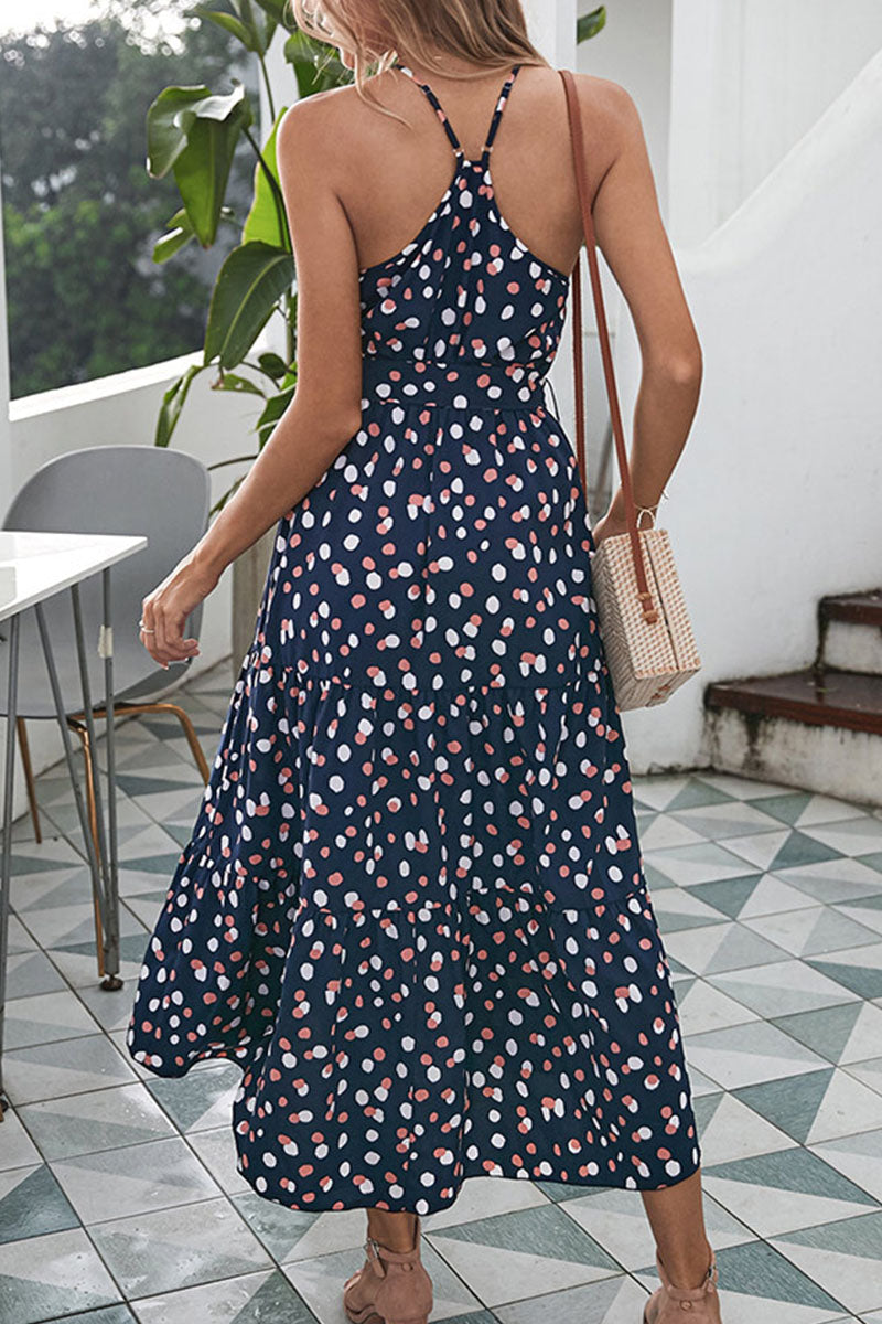Fashion Street Dot O Neck Printed Dress Dresses(5 Colors)