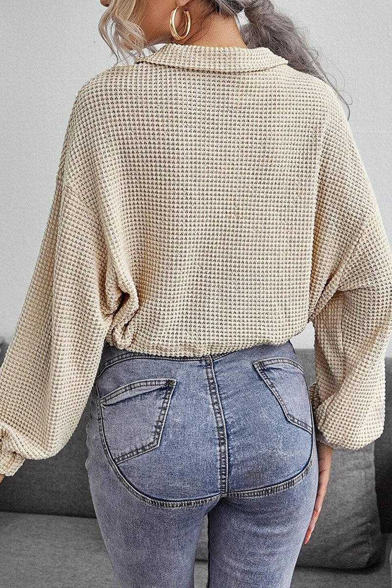 Tops de cuello mandarín lisos de Fashion Street