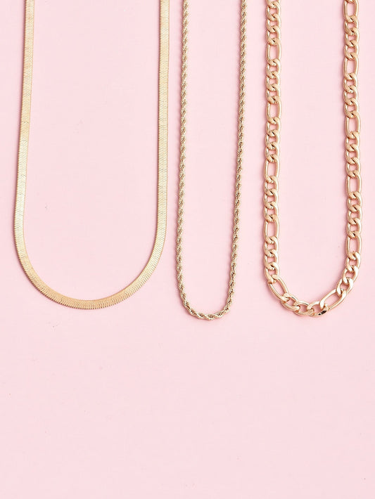 3pcs Metal Chain Necklace for Women