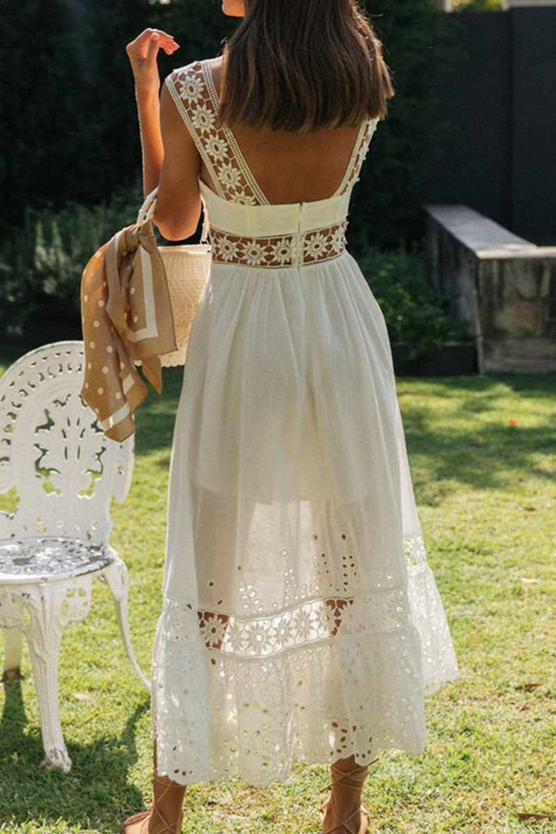 Vestidos de moda con falda con tirantes finos, abertura en la cintura y un solo color