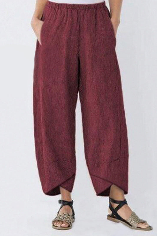 Pantalones de tubo holgados de cintura alta con bolsillos sólidos, casuales y de moda (9 colores)