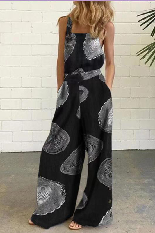 Monos rectos elegantes con cuello cuadrado y estampado de lunares