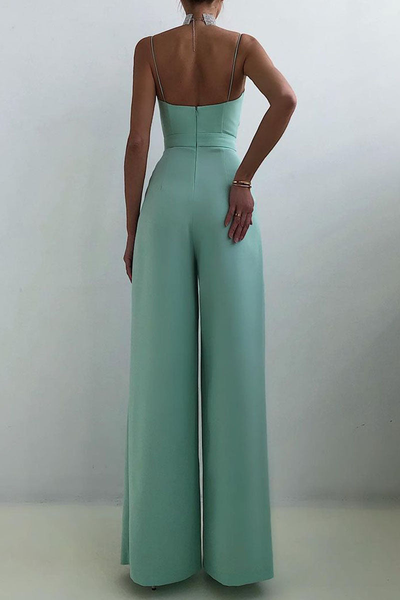 Monos holgados informales de moda con cuello en V y parches lisos (6 colores)