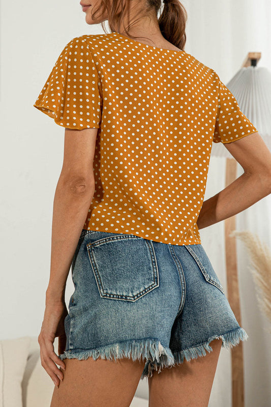 Fashion Sweet Solid Patchwork V Neck T-Shirts