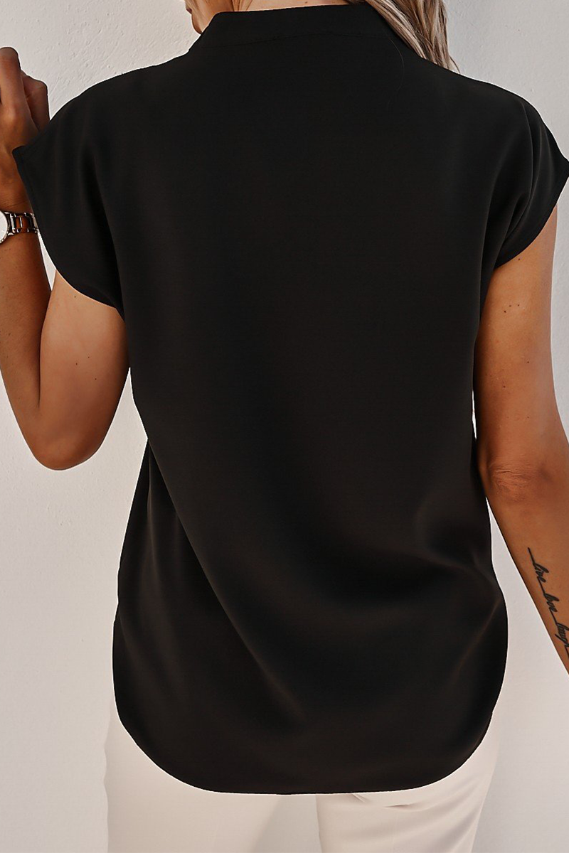 Camisetas casuales lisas con cuello en V y abertura en la parte superior (3 colores)