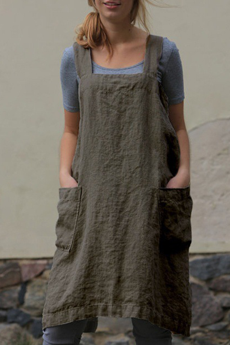 Casual Solid Pocket Square Collar Irregular Dresses(6 Colors)