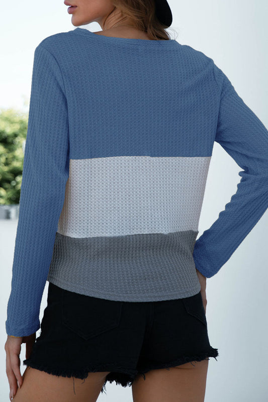 Camisetas casuales de moda con cuello en V, lisas y divididas