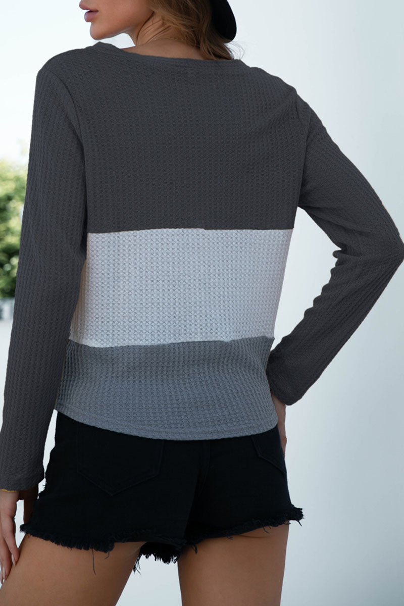 Camisetas casuales de moda con cuello en V, lisas y divididas