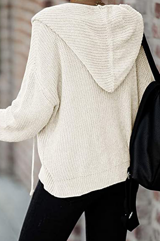 Suéteres casuales de color sólido con cremallera y cuello con capucha (5 colores)