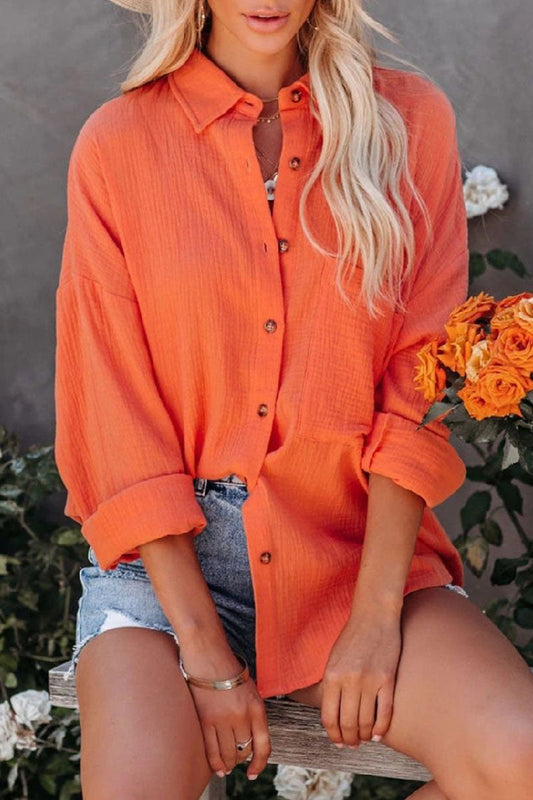 Blusa informal lisa con cuello vuelto y abertura en la parte superior (7 colores)