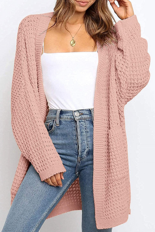 Suéter informal con cuello en V y bolsillos sólidos (10 colores)