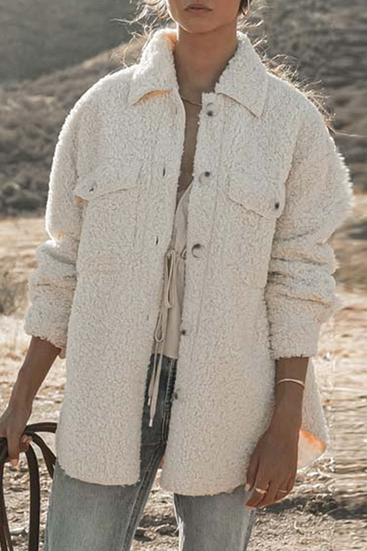 Prenda exterior informal de cuello vuelto con hebilla y bolsillo liso