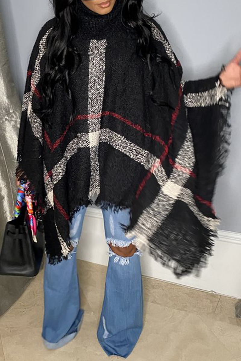 Cárdigan informal de cuello alto con borlas y patchwork (3 colores)