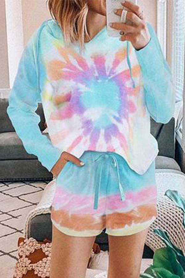 Conjunto de dos piezas con capucha, cuello alto y manga larga, estampado informal