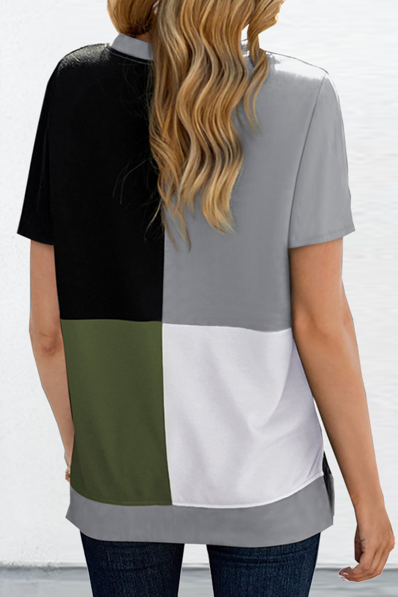 Camisetas casuales de cuello redondo con abertura en el pecho (2 colores)