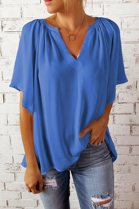 Camisetas casuales con cuello en V y abertura en la parte superior (6 colores)